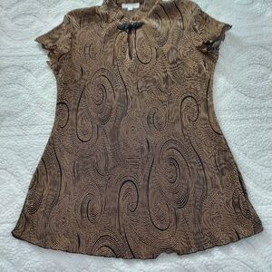 Dress Barn Tan Swirl Pattern Blouse